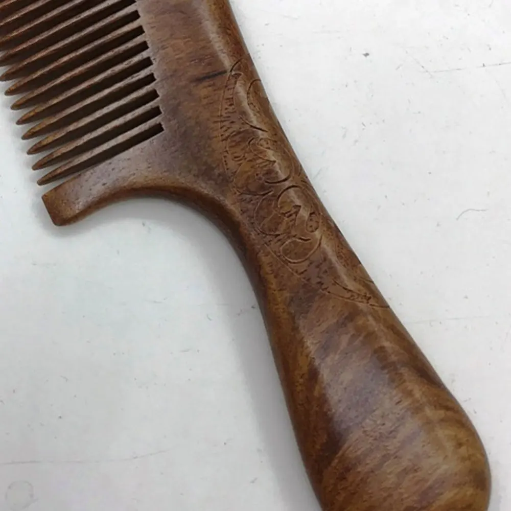 

Wooden Hair Comb Round Handle Hair Comb Small Large Size Comb for Woman (19.5x5.5x1.4cm Middle Teeth Pattern)