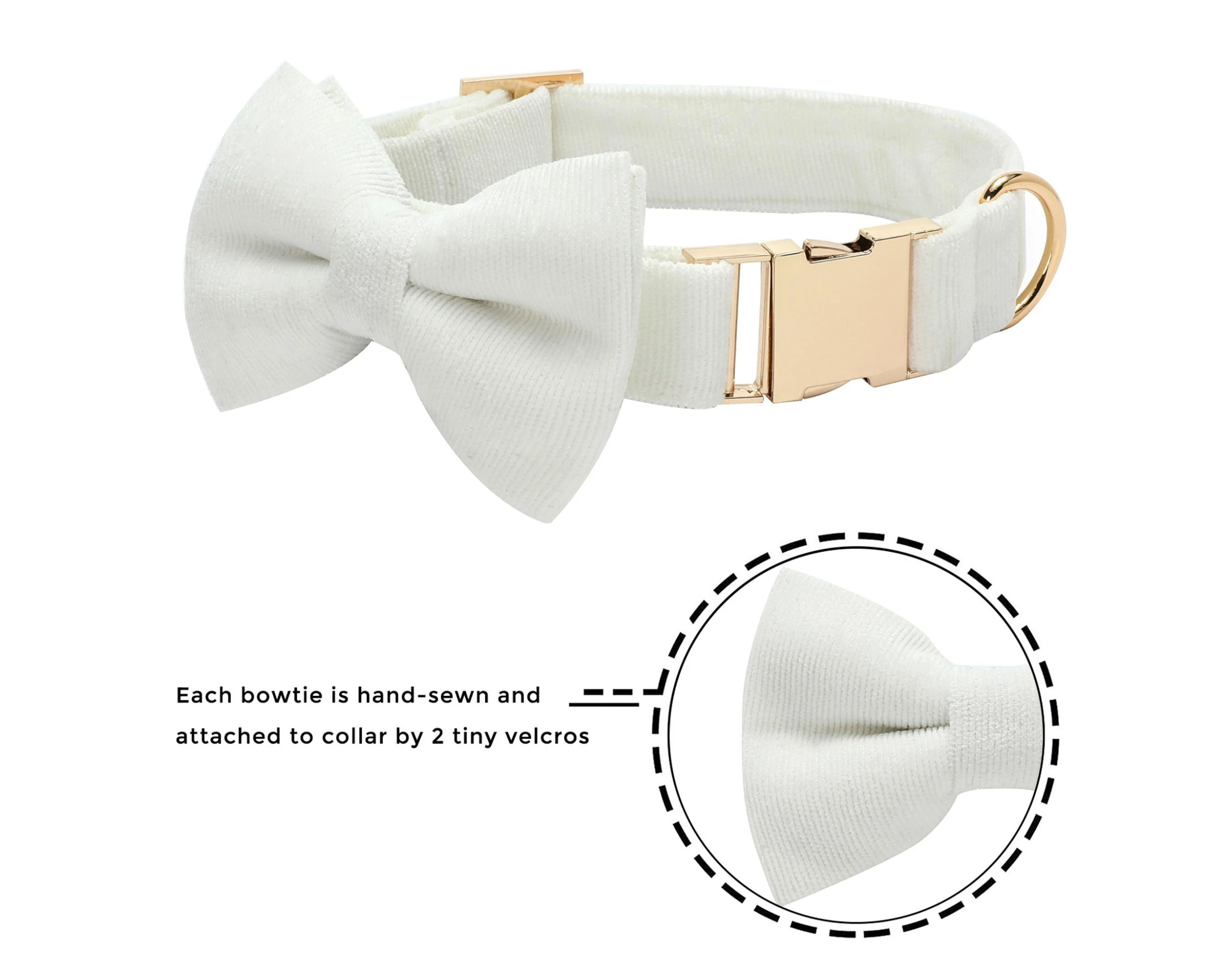 Белый персонализированный собачий ошейник с бантом и поводком бархатный на