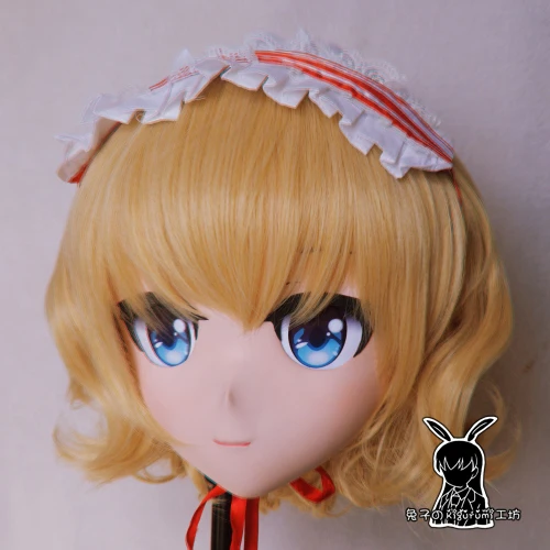

(Rabbit 55) Full Head Crossdress Girl BJD Doll Mask TouHou Project COS Cartoon Anime Realistic Silicone Alice Cosplay Mask Kigur