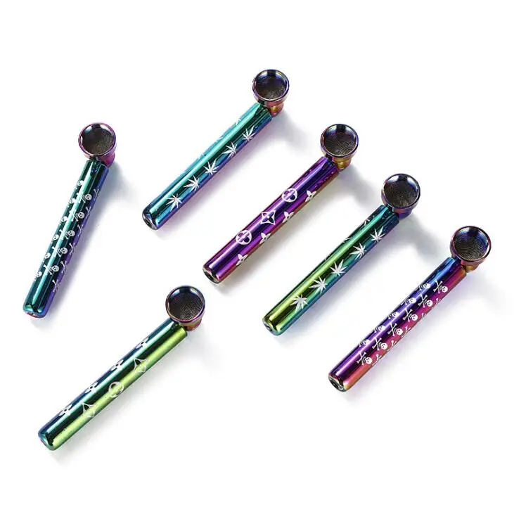 Радужная металлическая ручная трубка с мультипечатной мини трубкой для