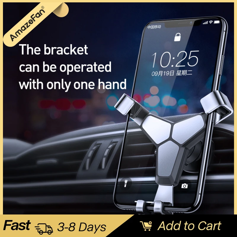 

AmazeFan Gravity Car Holder For Phone in Car Air Vent Clip Mount No Magnetic Mobile Phone Holder GPS Stand For iPhone XS Xiaomi