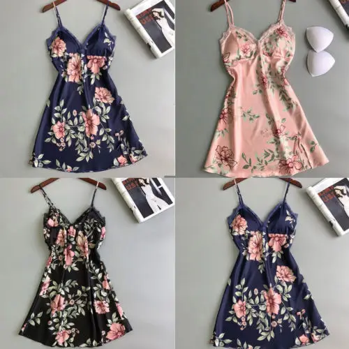 Женское сексуальное нижнее белье ночное ночная рубашка кружевное на бретельках