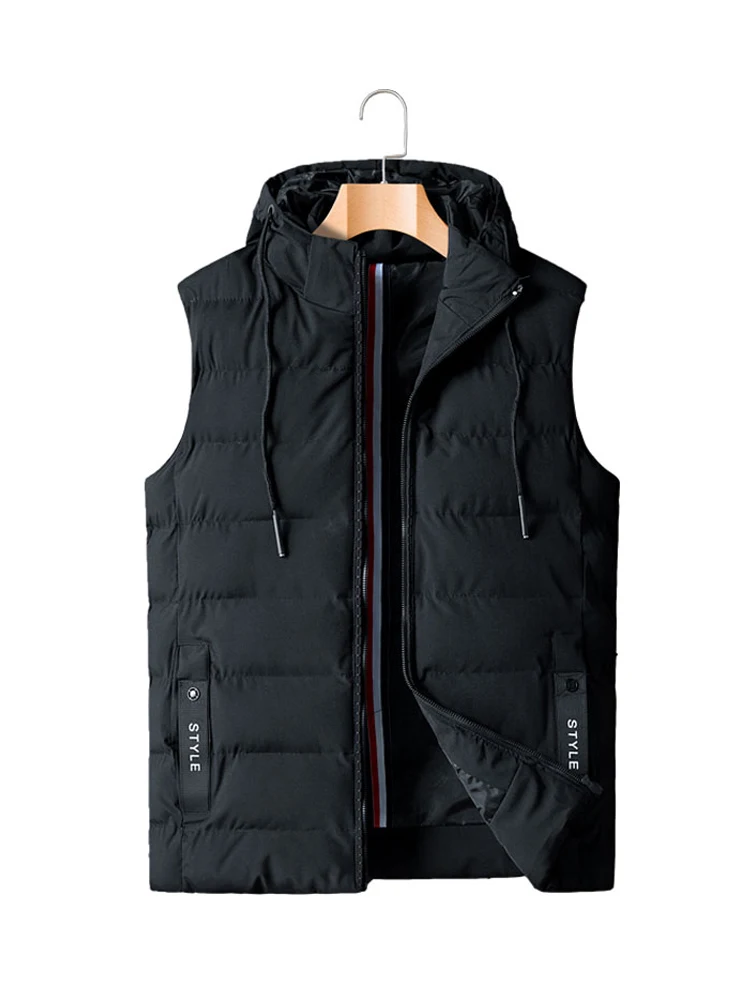 Жилет XL-8XL, максимальная грудь 148 см, теплый, осень, зима, новинка,, повседневный мужской жилет, Свободный жилет с капюшоном