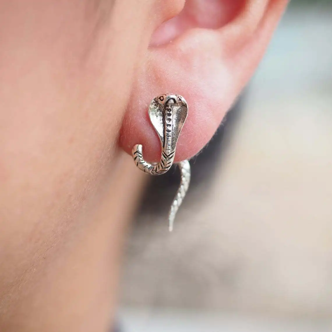 

New Fashion Punk Long Snake Earrings Silver Color Personality Stud Earings For Women Vintage Animal Brincos Female Jewelry Gift