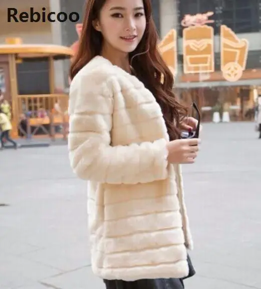 

Rebicoo Faux Fur winter coat women Leather grass imitation long sections faux fur coat Large size