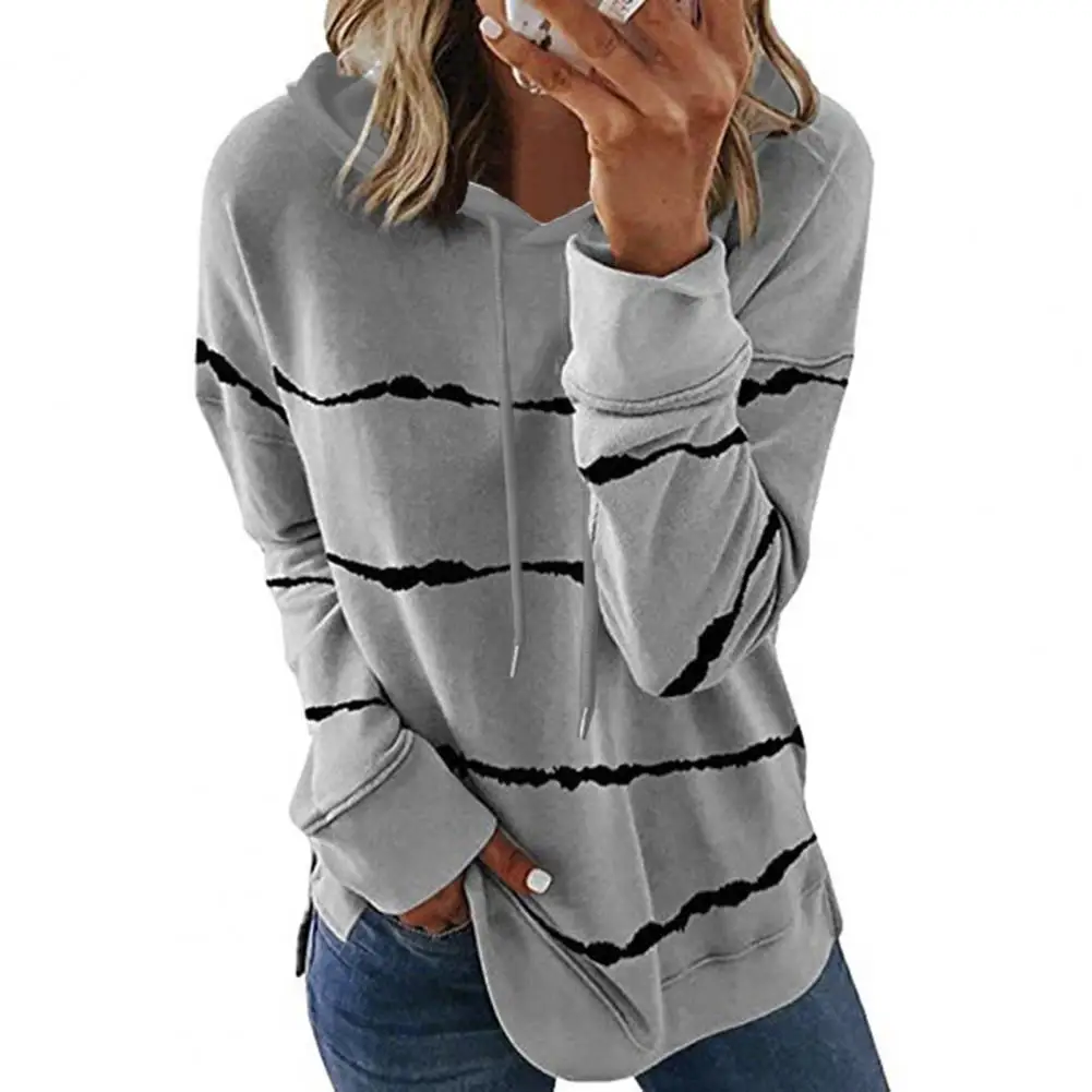 Tops Casual Long Sleeve Pullover Stripe Print Women Oversized Hoodie Sweatshirt for Shopping толстовка
