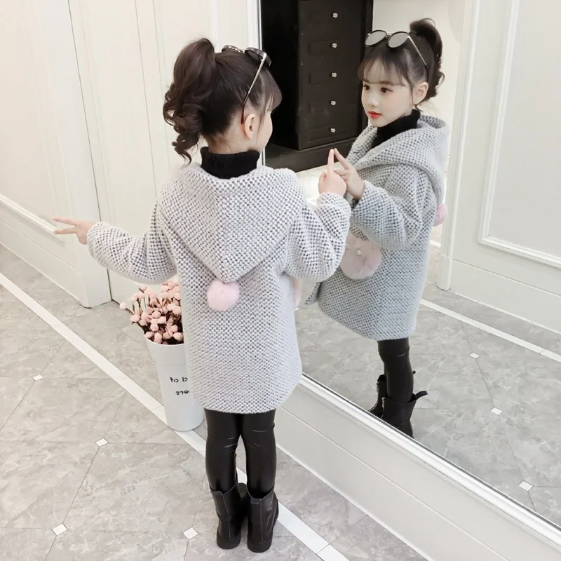 2019 Новые теплые зимние Тренч с капюшоном пальто для маленьких девочек детская