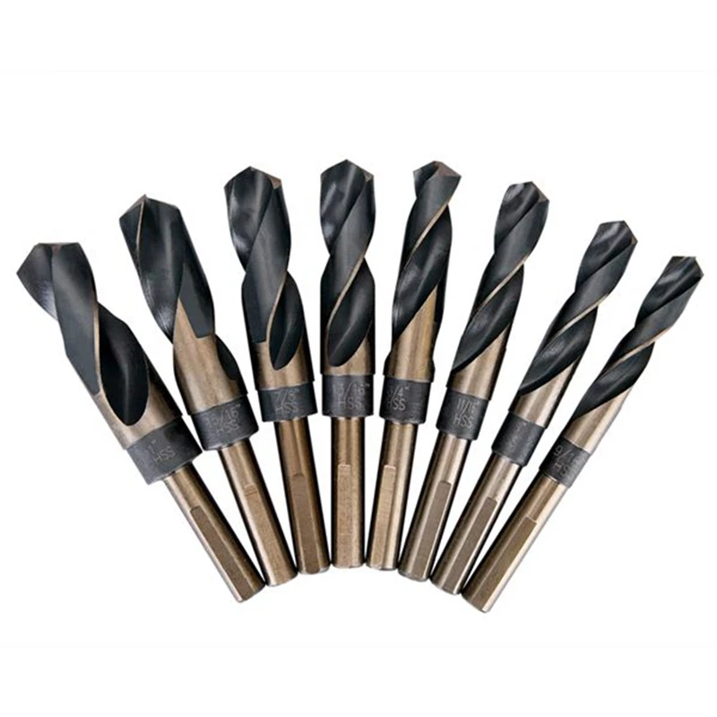 

SHGO HOT-8Pcs Lathe Reduced 1/2Inch Shank HSS Bench Twist Drill Bit Set CNC Metric High Speed Steel Shank Twist Drill