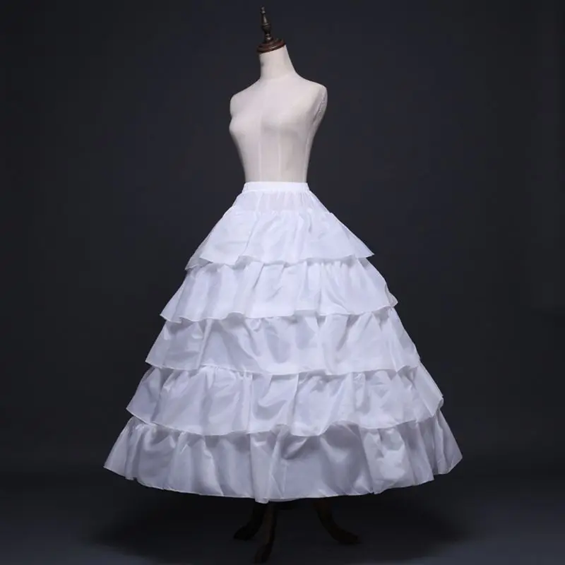 

Womens Wedding Accessories Crinoline Petticoat Skirt 4 Hoops 5 Ruffles Layers Ball Gown Half Slips Underskirt for Bridal Dress