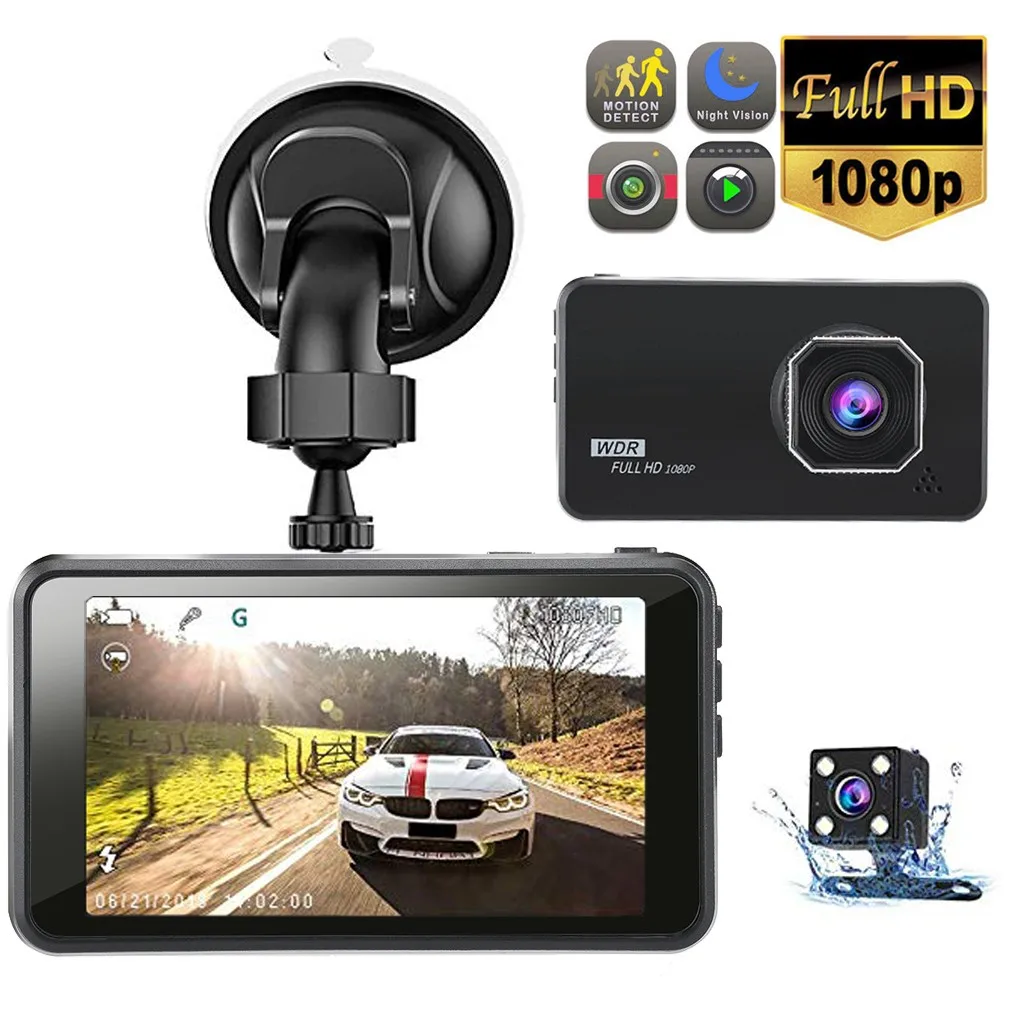 Автомобильный видеорегистратор 4 дюйма ЖК-дисплей FHD 1080p угол обзора 170 градусов |