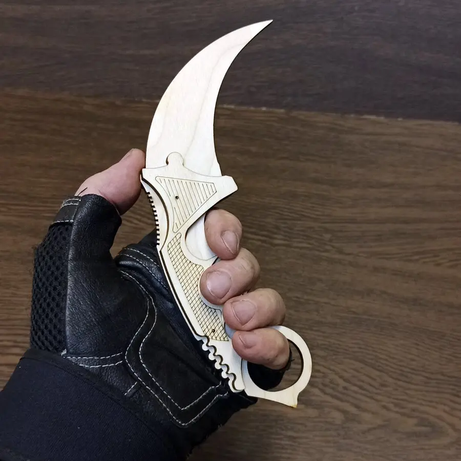 Нож karambit №3 CS:GO дерево фанера 1:1 собранная модель игрушка заготовка для