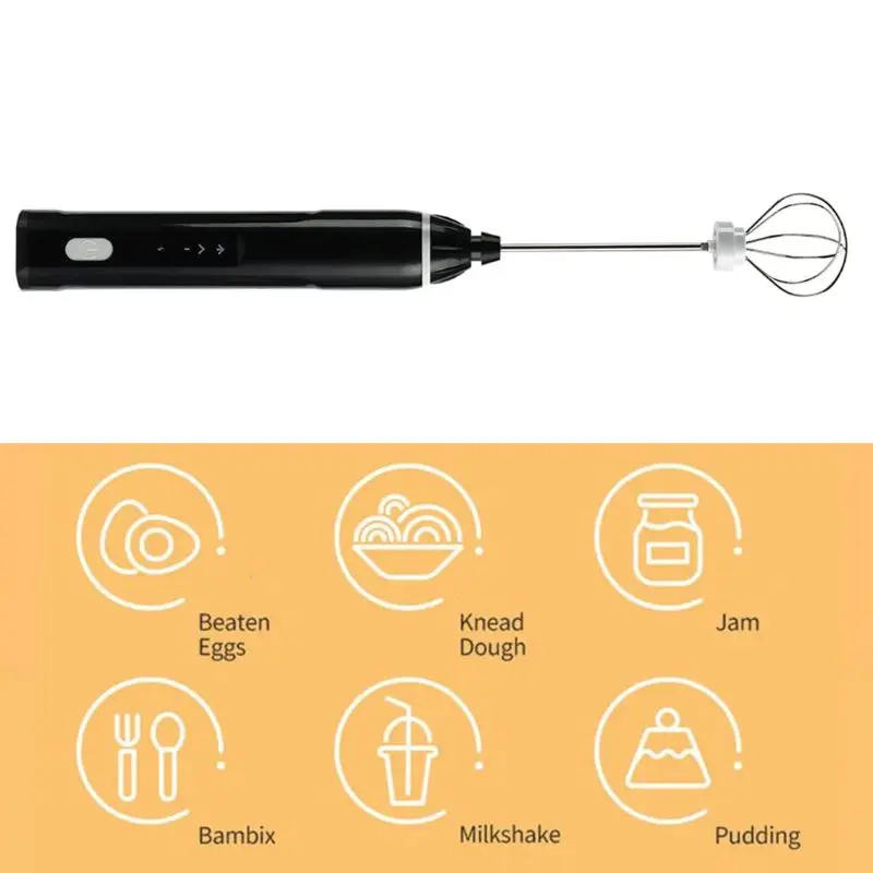 

Handheld 3 Gear Adjustable Milk Frother Rechargeable Foam Maker Electric Whisk Stainless Steel Drink Mixer Mini Kitchen Applianc