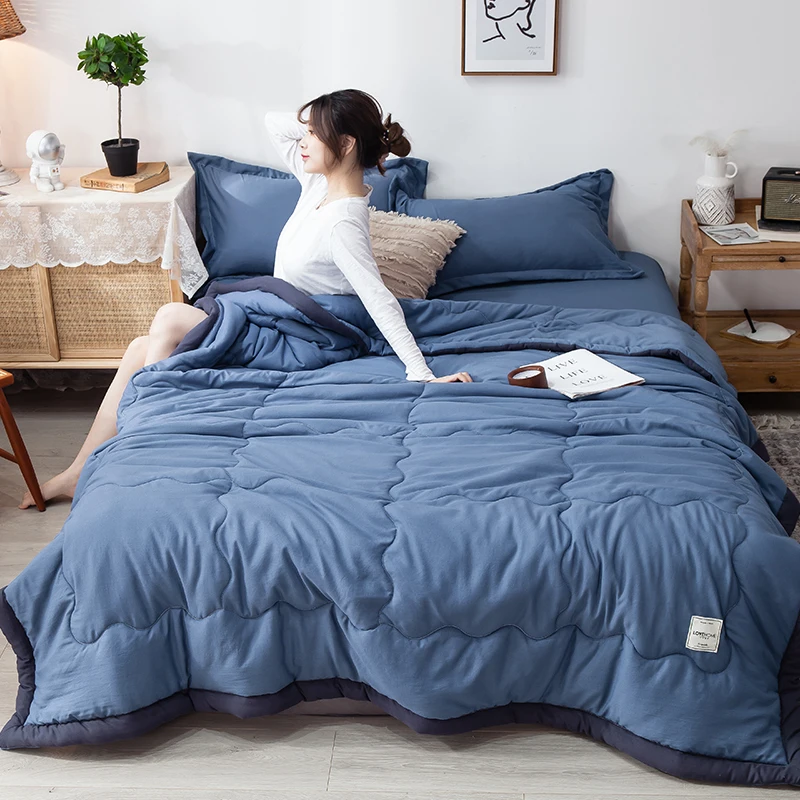 

Thin Summer Cool Quilt Air Condition Quilt Solid Double Breathable Sofa Office Bed Quilts Throw Blanket Cotton Home Textiles