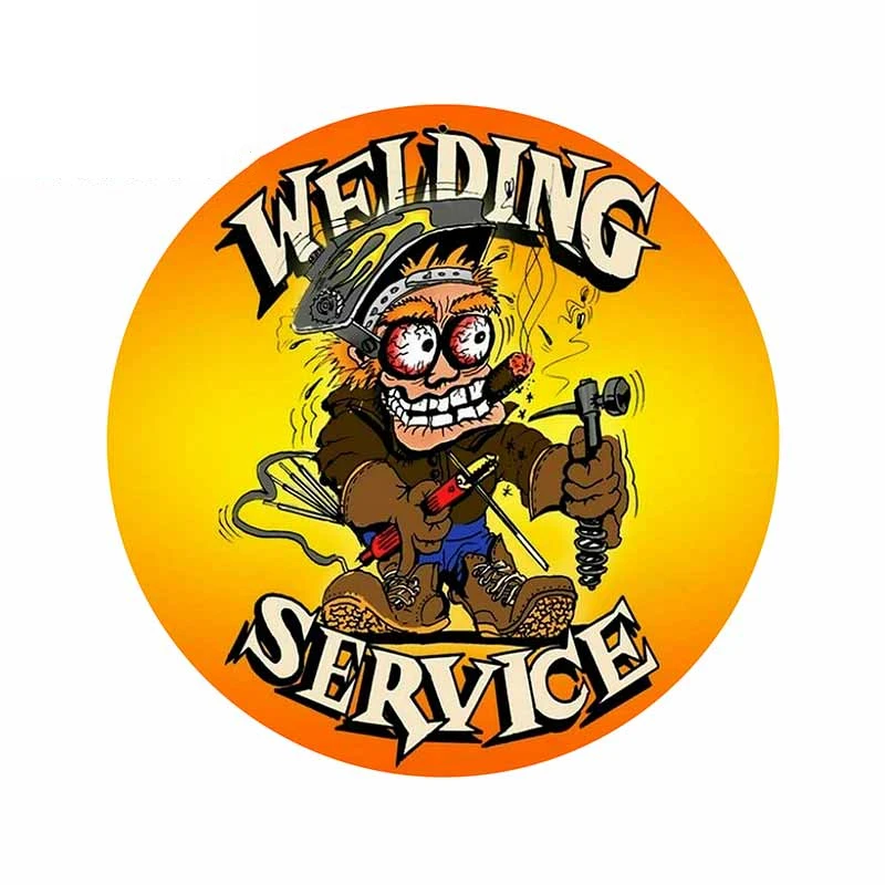

13*13CM Boutique Decals Exterior Accessories Crazy Welder Welding Service Refrigerator Anime Car Stickers Windshield Trunk Decal