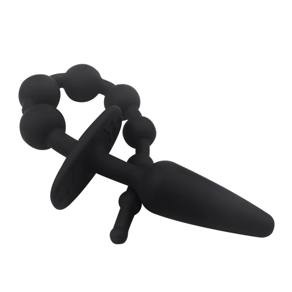 Двойной конец маленькие большие бусины Анальная пробка силиконовая ручная