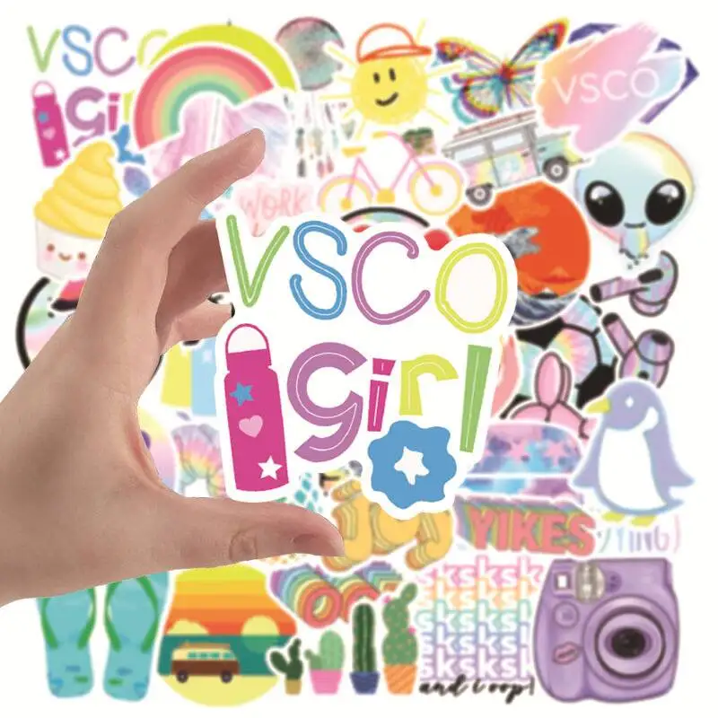 Мультяшные аниме кавайные маленькие свежие наклейки Vsco Girl для шлема скейтборда