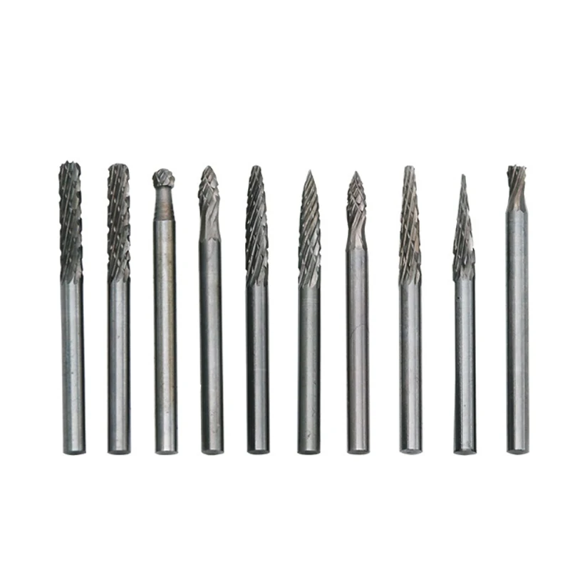 

10pcs/Set 3mm Shank Rotary File Cutter Tungsten Carbide Burrs Files Engraving Carving Tool for Woodworking Metalworking