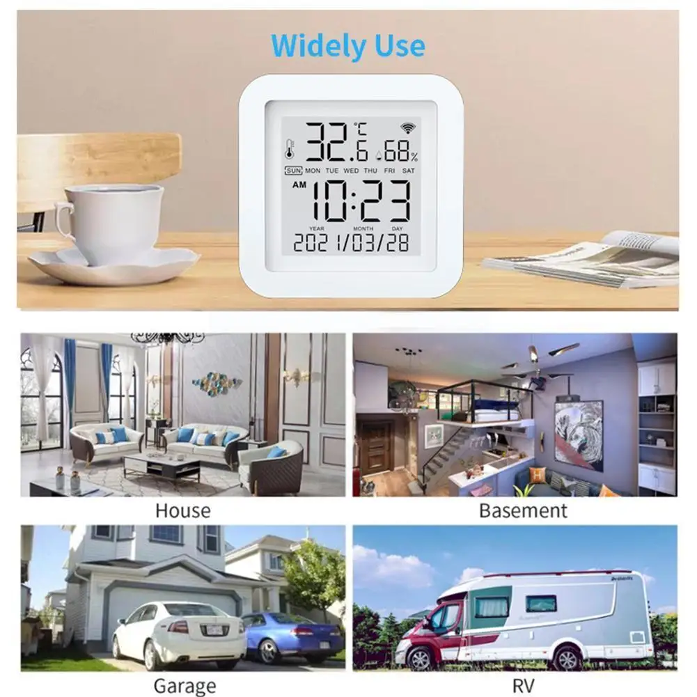

WIFI Temperature And Humidity Sensor Smart Electronic Wet Hygrometer Hygrometer And Dry LCD With Indoor Thermometer Tempera M0A9