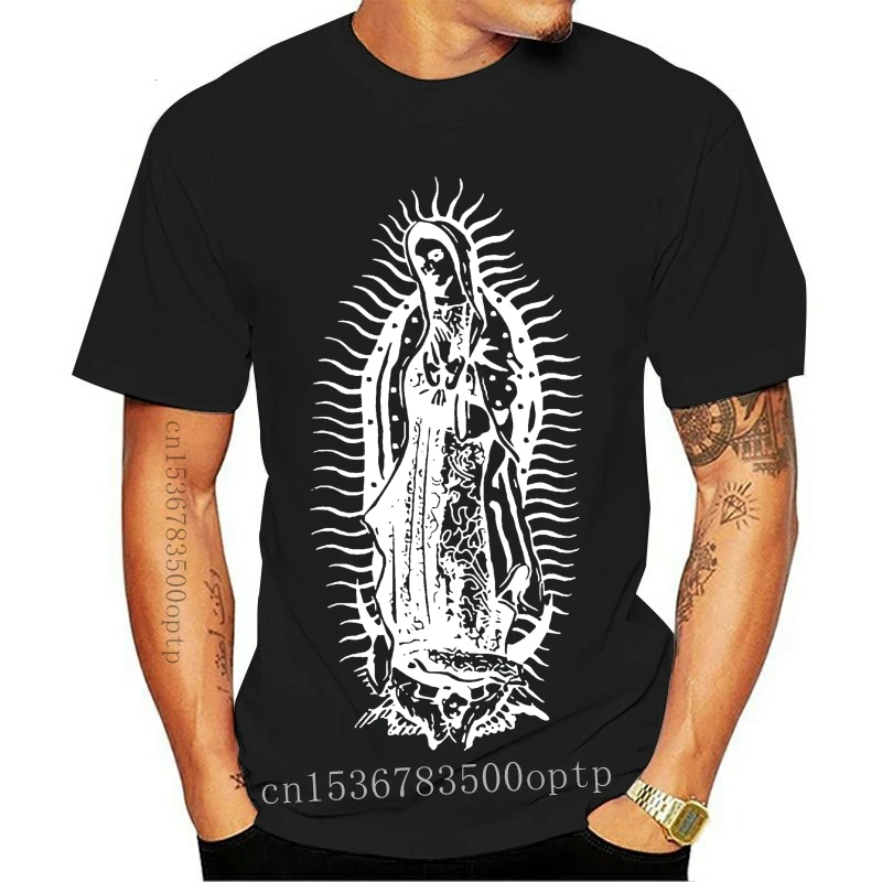 

New Short Sleeve for Men Clothing Summer VIRGIN MARY VIRGEN DE GUADALUPE JESUS CATHOLIC Mens Navy Extended Long T-Shirt Tee Shir