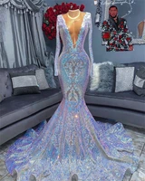 sparkly mermaid prom dress 2022 for black girls backless glitter sequin birthday party evening gown formal aso ebi robe de bal