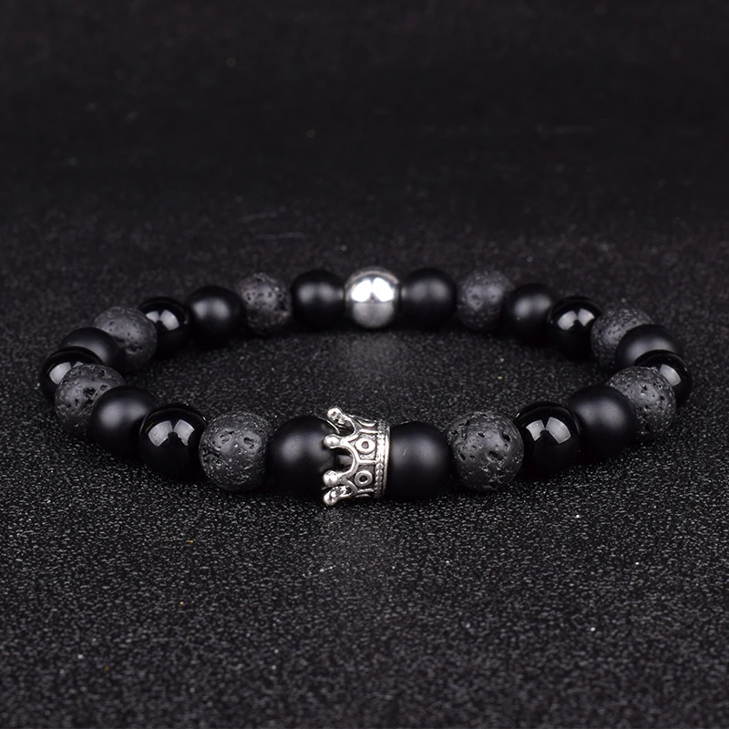 

Couple Bracelet Men Charms Stone Beads Jewelry Crown Bracelets for Women Bangles Pulseira Masculina Bileklik Pulseira Feminina