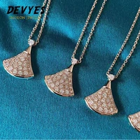 2021 new small skirt fan silver necklace female clavicle chain full diamond rose gold light luxury jewelry women gift