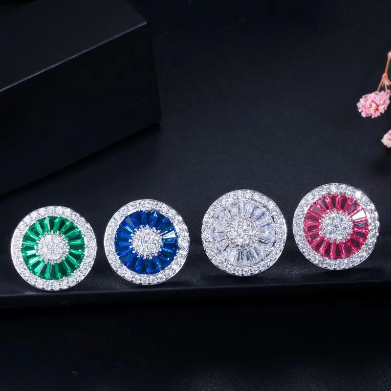 

Fashio flower earrings T type AAAAA zircon cz 100% 925 sterling silver Engagement Wedding Stud Earrings for women men Jewelry