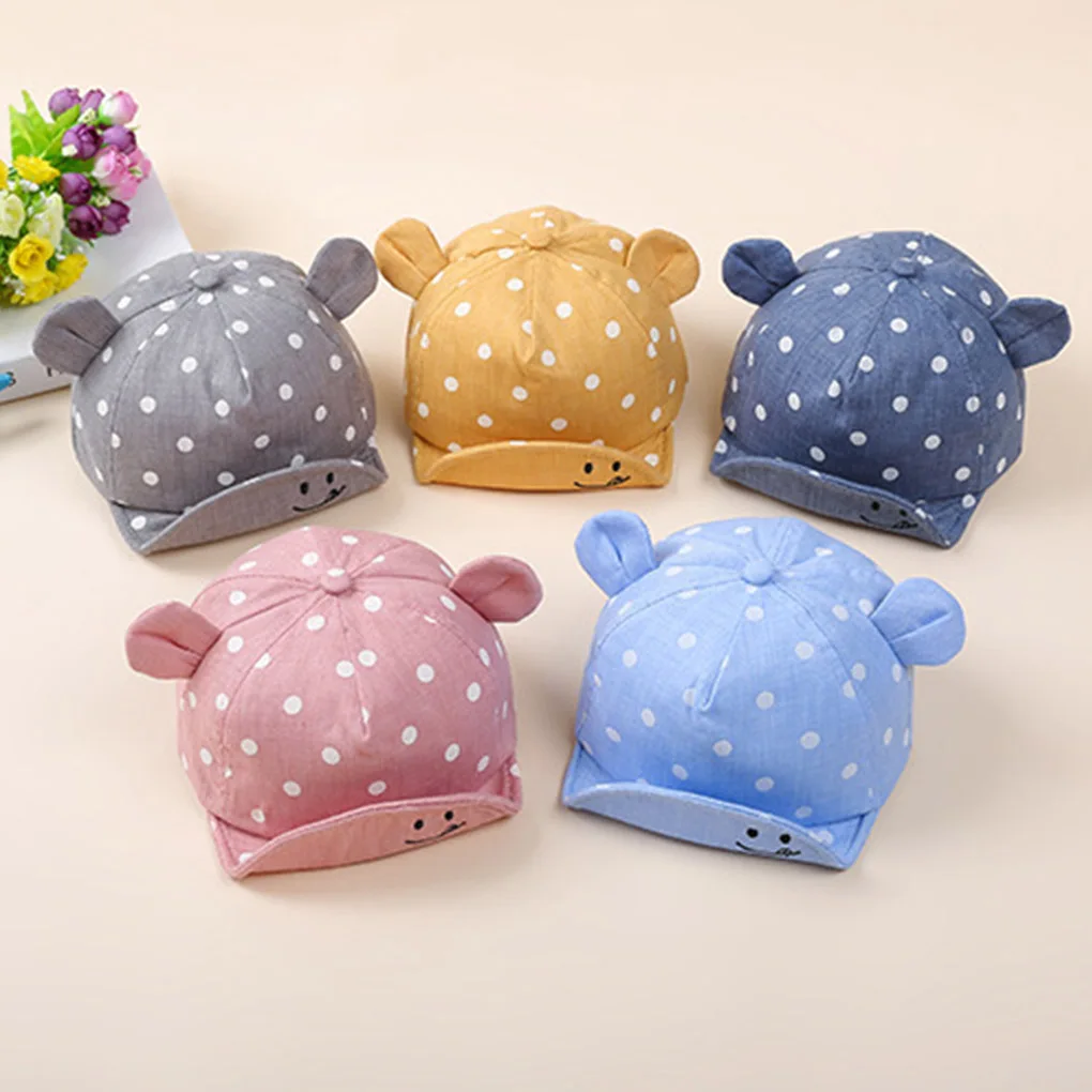 1PC Children Sun Hats Toddler Cap Cute Dot Baby Girl Boys Hat With Ear For Spring Newborn Photography Props Baseball | Детская одежда и