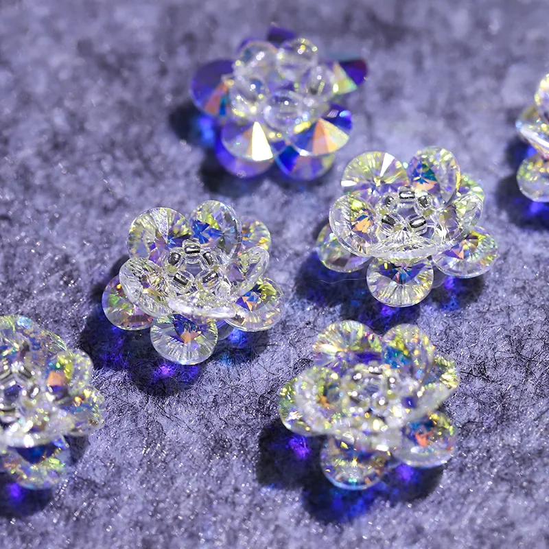 Блестящий прозрачный цветок для ногтей 3D высокая полупрозрачность украшения