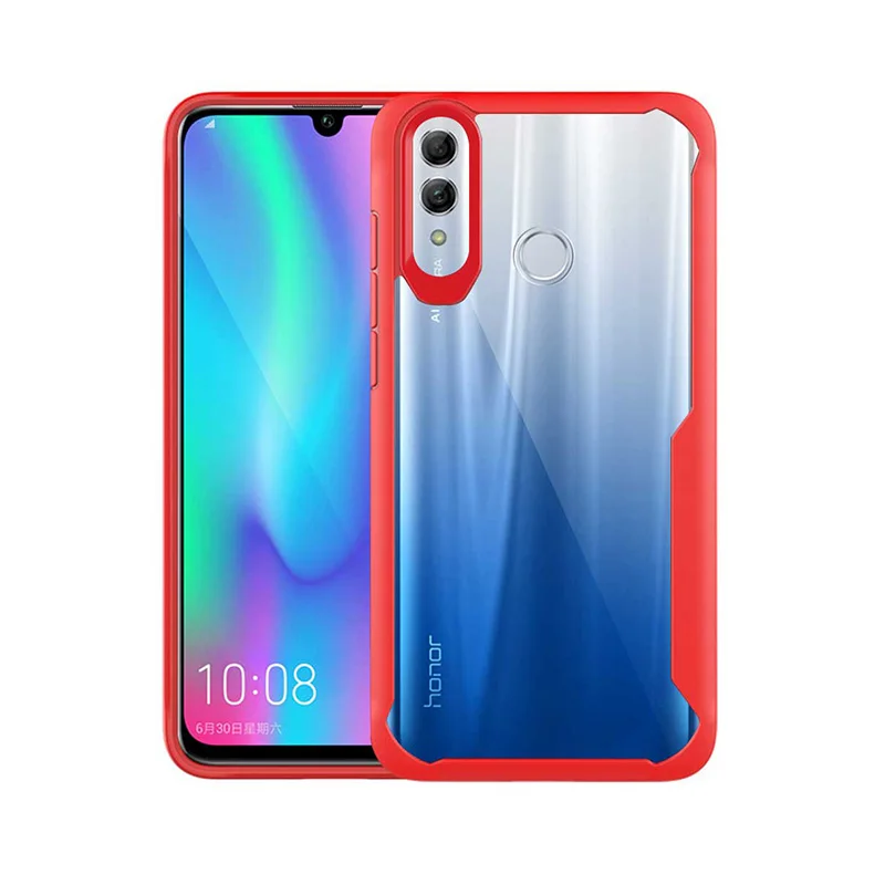 Красный Чехол для Honor 10 Lite, чехол, противоударный, прочный бампер, прозрачный, мягкий, ТПУ, силиконовый, защитная накладка для телефона, для huawei Honor 10 Lite - Цвет: Красный