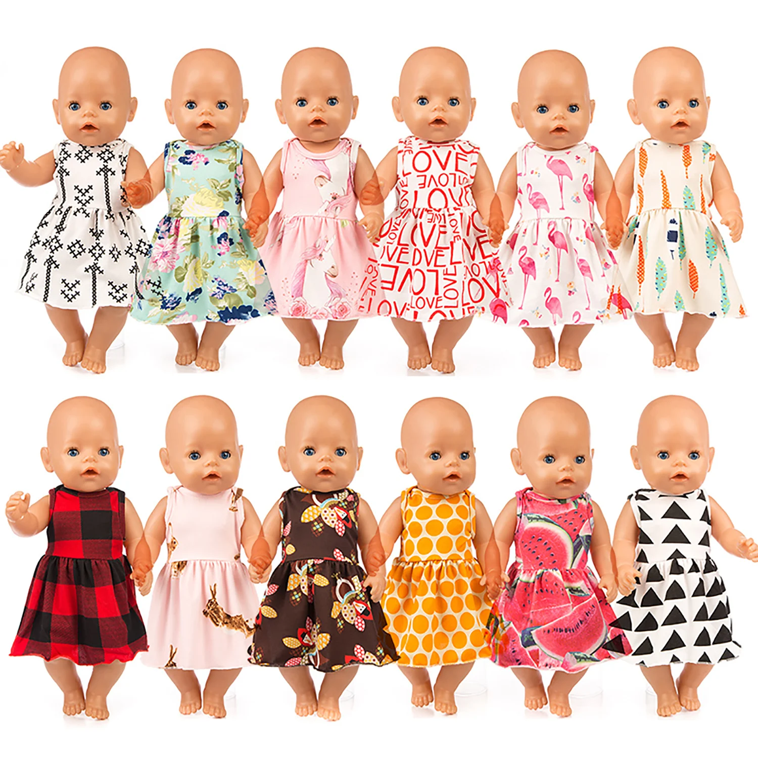 

Happy Elfin baby new born doll clothes fit 43cm 18 inch girl ostrich Valentine's Day clothes for New Year and Christmas Gift