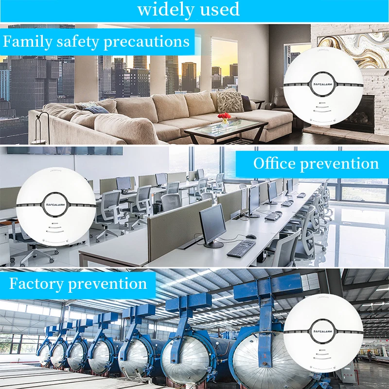 wifi smart smoke fire alarm sensor detector home security system alarm wireless smart life tuya app control powered by battery free global shipping