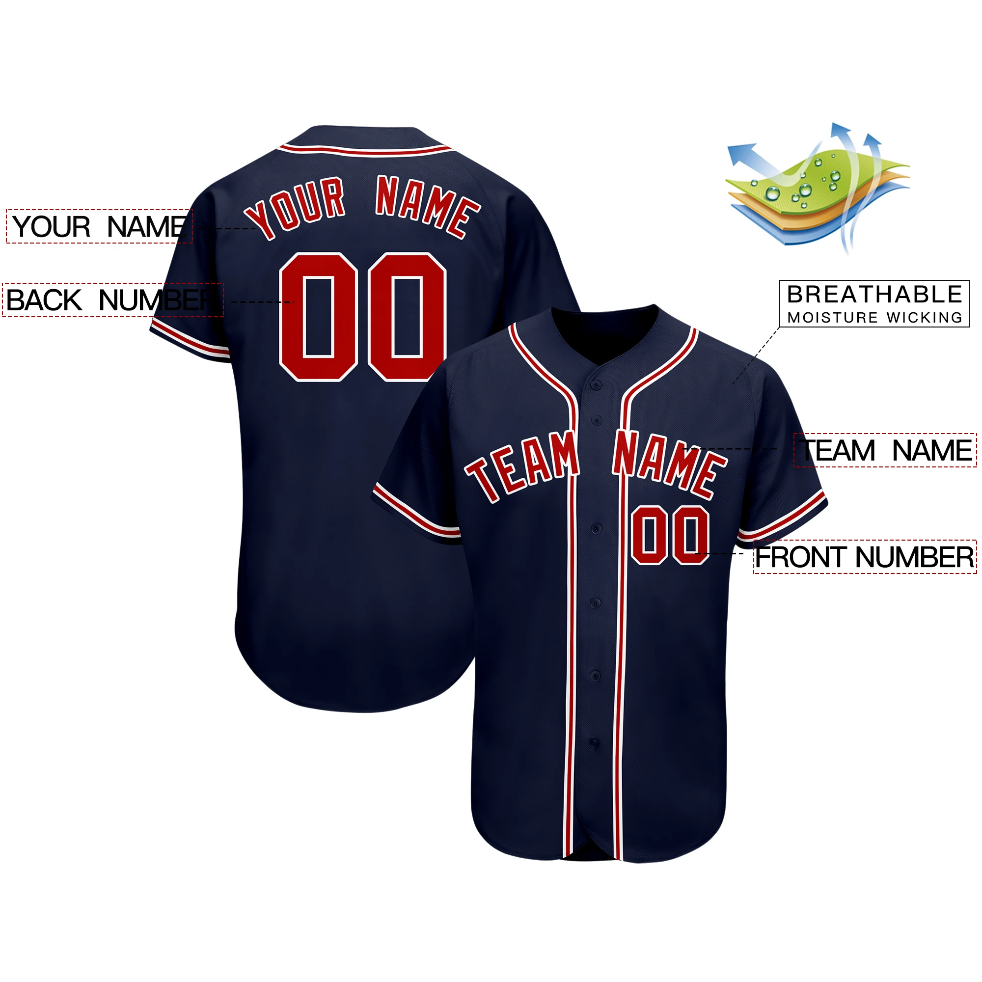 Custom Baseball Jersey Printing Make Your Sport Shirts Personalized Team Uniform Softball Game Training Shirt For Men/Youth