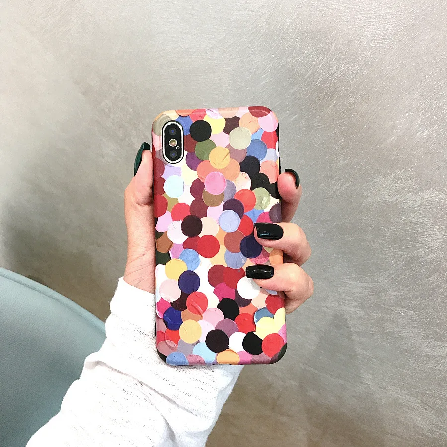 Корейский милый чехол для телефона ярких цветов с волнистыми точками iPhone 6 Puls 6S 7 8