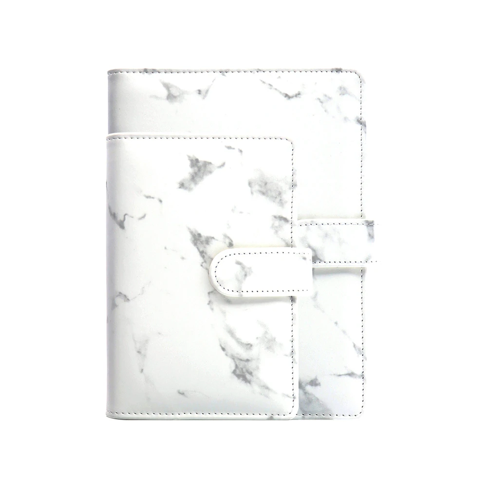 A5 A6 PU Leather Notebook Shell Marble Loose-leaf Binder Cover Diary Schedule Journal Binder White Marble Print Notebook Covers