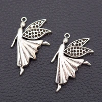 5pcs silver plated butterfly angel pendant hip hop earrings bracelet metal accessories diy charm jewelry crafts making 4026mm