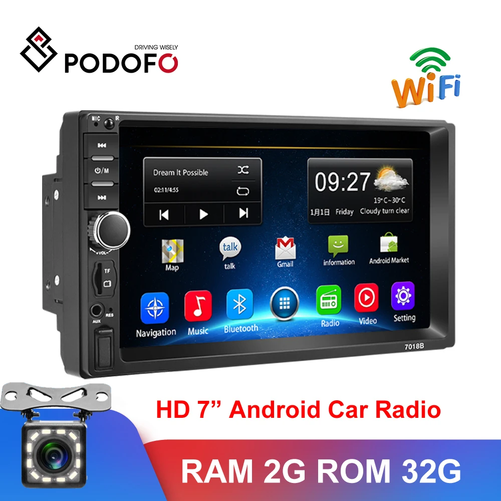 Автомагнитола Podofo мультимедийный плеер на Android для VW Nissan Hyundai Kia toyota Chevrolet Ford Suzuki