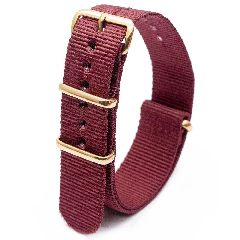 

High Quality Nylon Watch Band 18mm 20mm 22mm 24mm with Gold Buckle Wristband for NATO Strap Breathable Soft Bracelet
