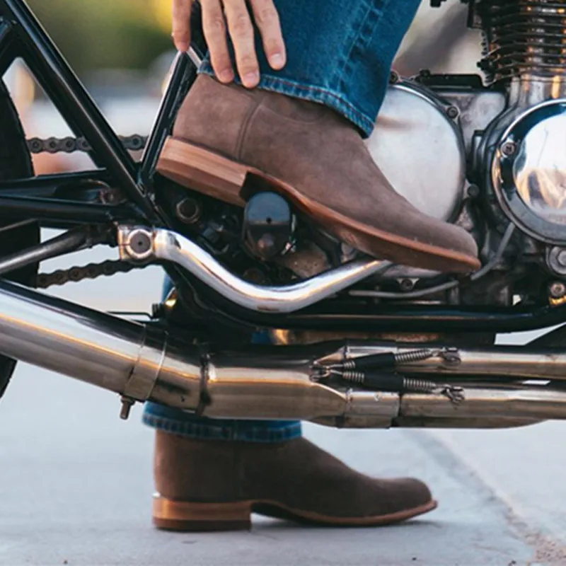 Мужские ковбойские ботинки в западном стиле рабочие до середины икры из флока