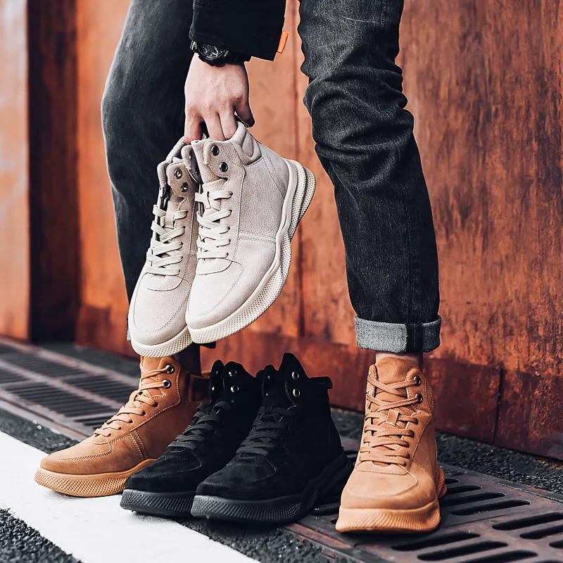 2019 осенне зимняя обувь мужские ботинки замшевые кожаные ботильоны мужская на