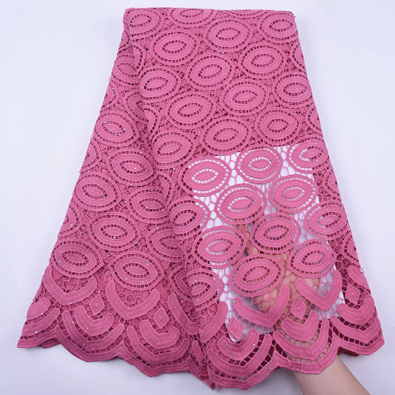 

Latest Pure white African Cord Lace Fabric 2020 High Quality Guipure Cord Lace French Nigerian Water Soluble Mesh Lace For Dress