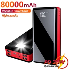 80000mAh Power Bank High Capacity Portable Outdoor Travel 4USB 2.1A Fast Charging External Battery for Xiaomi Samsung IPhone