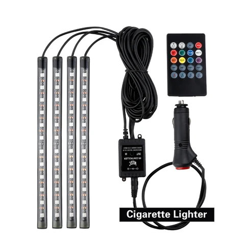 Светодиодная лента RGB для салона автомобиля, несколько режимов, беспроводная, с USB, дистанционное управление музыкой