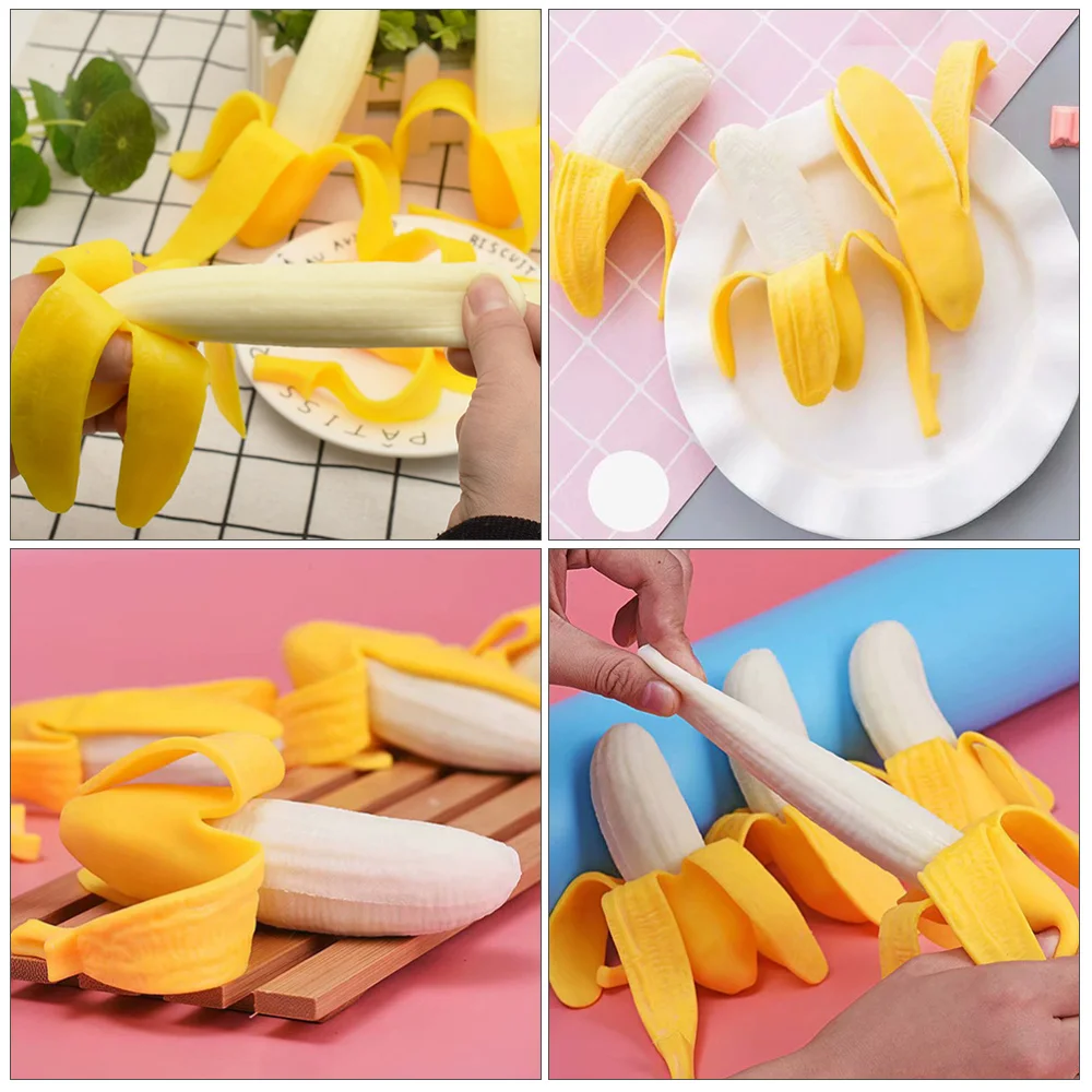 

3pcs Simulation Peeling Banana Toys Funny Cartoon Squeezing for Students