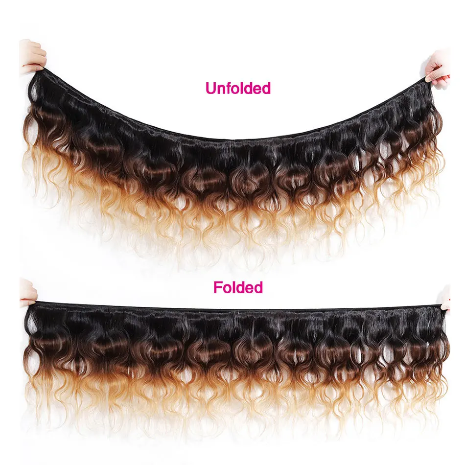 Индийские пупряди волос с эффектом омбре, 3 4 пупряди, искуспряди T1B/4/27, искусственные пучки, волнистые волосы от AliExpress WW