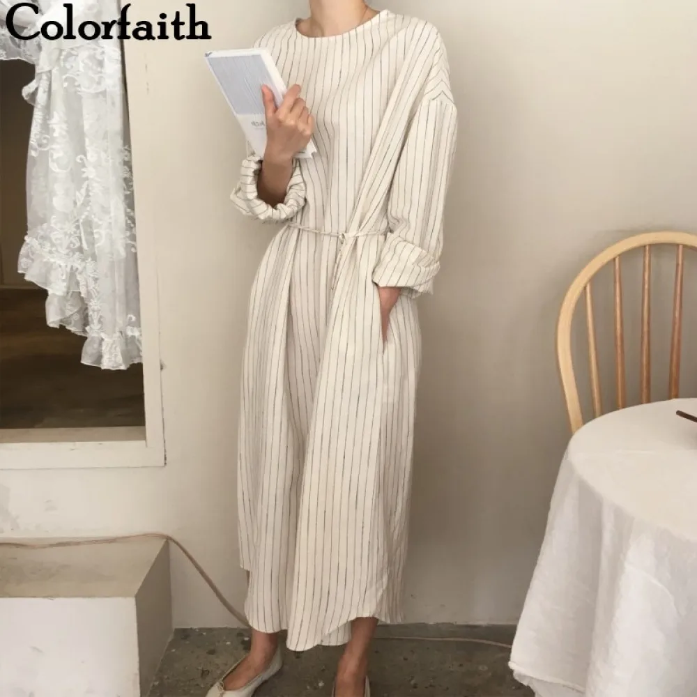 Colorfaith/Новинка 2021 года Сезон весна лето Женские платья с поясом Прямые пикантные