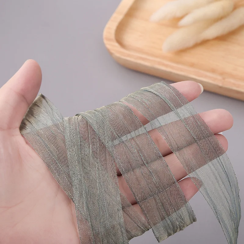 100 ярдов волнистые края Вуаль ленты морщины органза лента оптовая продажа 1-1/2