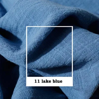 11 lake blue Художественный Ретро Slub креп хлопок/лен белый желтый оранжевый кофе темно серый красный мягкая ткань для ручной работы летнее платье Блузка - Цвет: 11 lake blue