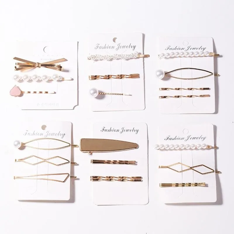 

1set Acrylic Pearl Crystal Hair Clip Set Fashion Geometric Hairgrips Hair Accessories Clip Cosmetic For Women Girls Hair Wo W0U2