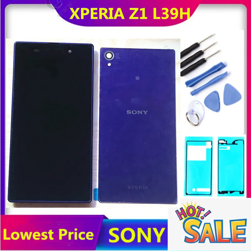 

Сенсорный экран для Sony Xperia Z1 L39H L39 C6902 C6903 C6906, ЖК-дисплей с сенсорным экраном и дигитайзером в сборе с рамкой и задней крышкой